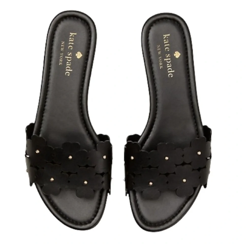 ♠️kate spade Daisy Field Sandals, Black NIB - Picture 3 of 9